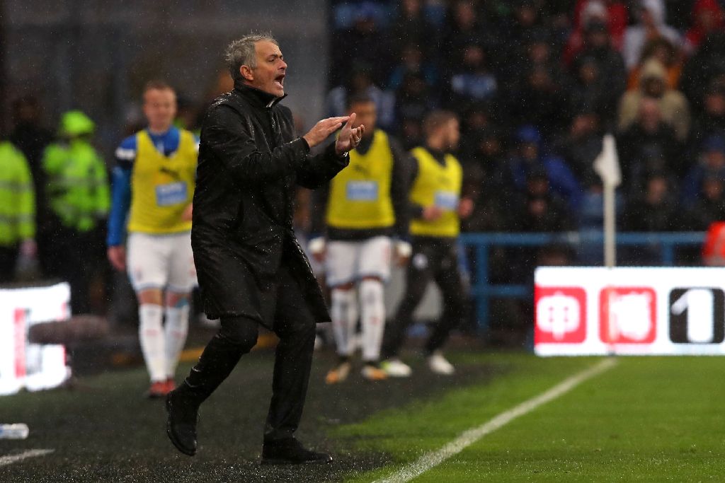 Manchester United's Portuguese manager Jose Mourinho gestures on the touchline during the English Premier League football match between Huddersfield Town and Manchester United at the John Smith's stadium in Huddersfield, northern England on October 21, 20