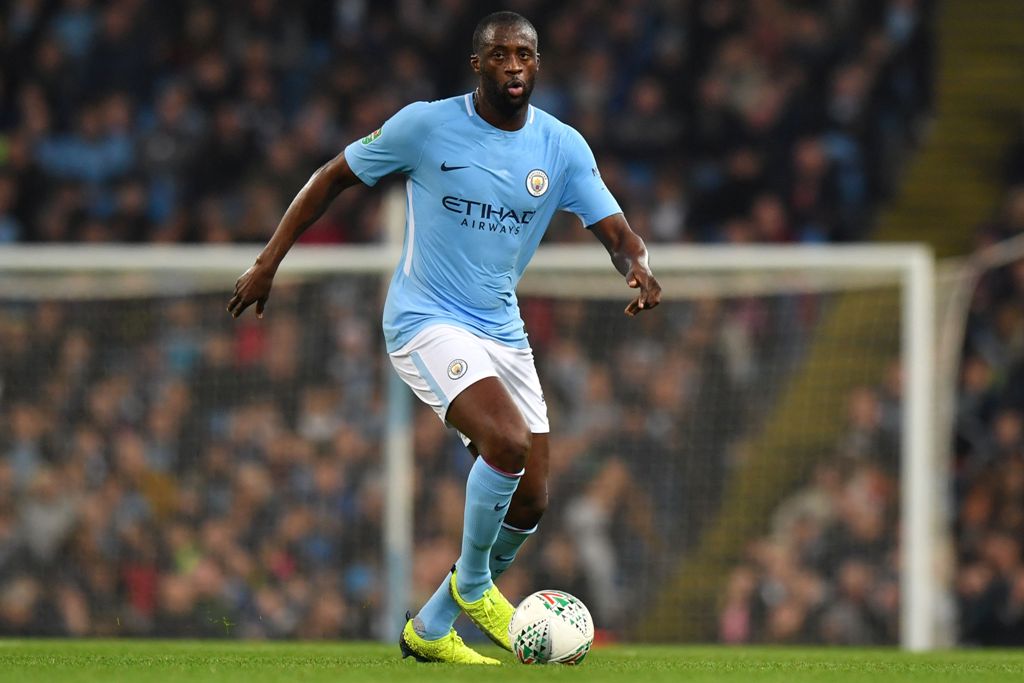 Manchester City's Ivorian midfielder Yaya Toure looks to pass the ball during the English League Cup fourth round football match between Manchester City and Wolverhampton Wanderers at the Etihad Stadium in Manchester, north west England, on October 24, 20