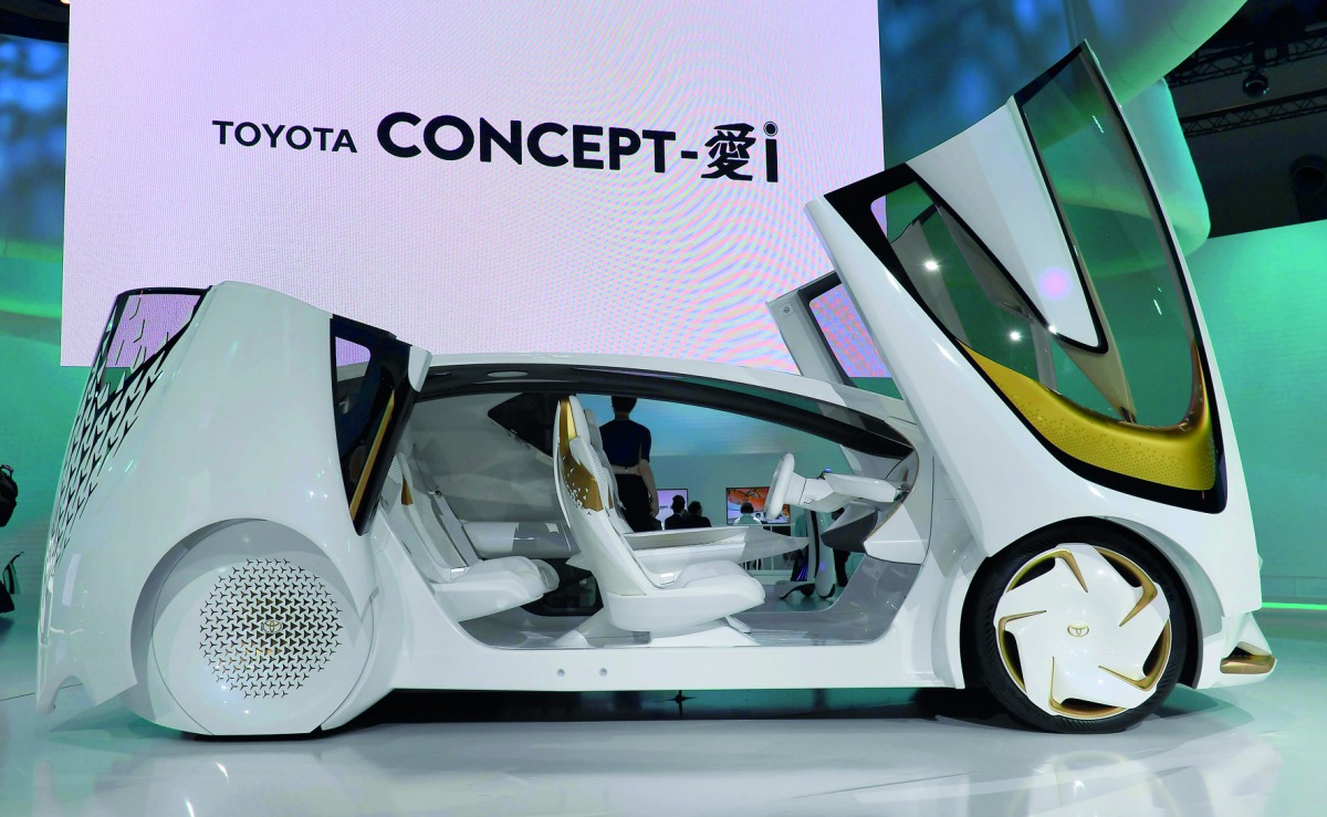 Toyota Concept-AI is on display at the Toyota booth during the Tokyo Motor Show in Tokyo on October 25, 2017. The motor show which started October 25 will last November 5.  AFP / Toshifumi Kitamura