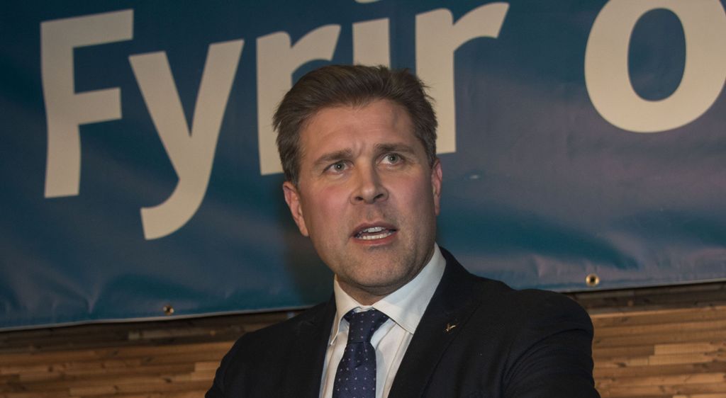 A file photo of Icelandic Prime Minister Bjarni Benidiktsson of the conservative Independence Party addresses supporters at the Grand Hotel on October 28, 2017 in Reykjavik, Iceland. AFP / Halldor KOLBEINS