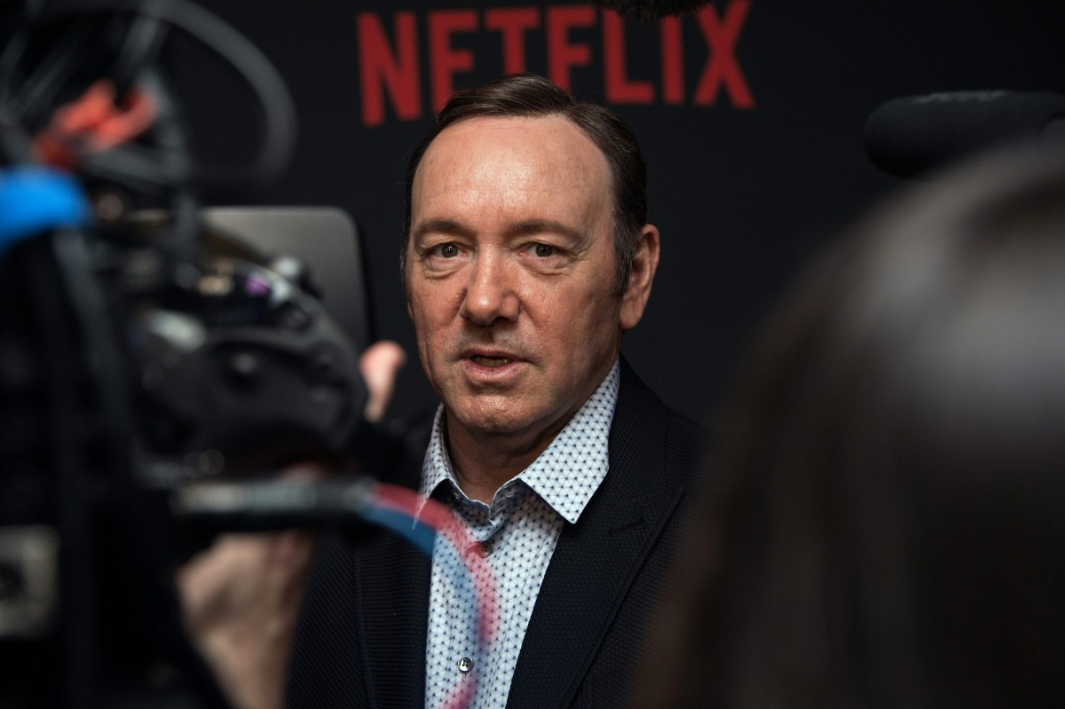 This file photo taken on February 23, 2016 shows actor Kevin Spacey arriving for the season 4 premiere screening of the Netflix show 