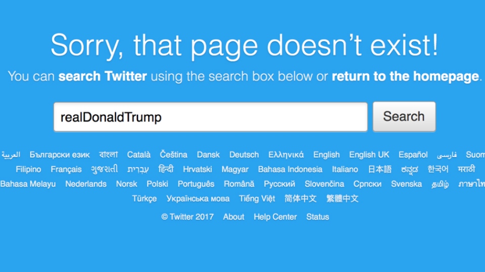 US President Donald Trump's Twitter account went offline for a few brief moments Thursday night. (Source: Twitter)
