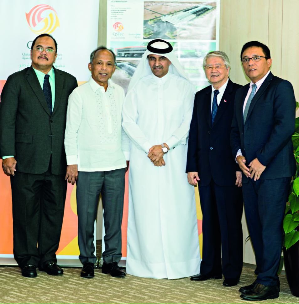 Dr Khalid Klefeekh Al Hajri (centre), Chairman and CEO, QSTec;  Alfonso G Cusi (second left), Department of Energy Secretary, Philippines; and Alan L Timbayan (second right), Ambassador of Philippines to Qatar along with other officials on the sidelines o