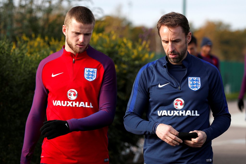 England manager Gareth Southgate and Eric Dier arrive for training Action Images via Reuters/John Sibley
