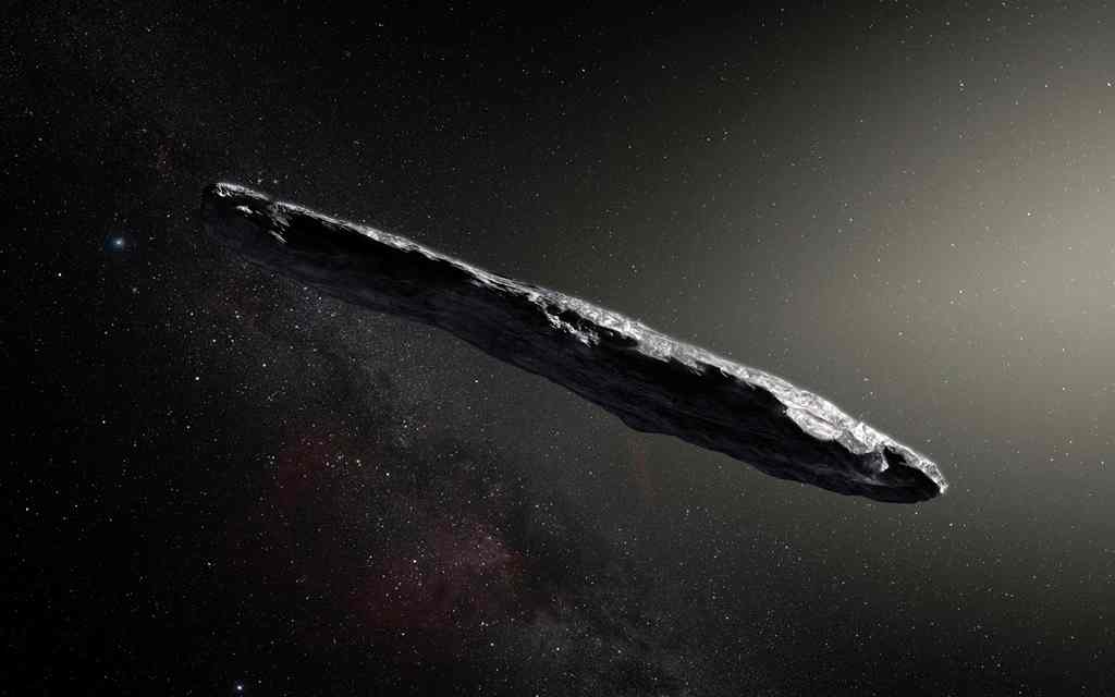 This handout photo released by the European Southern Observatory on November 20, 2017 shows an artist's impression of the first interstellar asteroid: Oumuamua. AFP PHOTO / EUROPEAN SOUTHERN OBSERVATORY / M. Kornmesser
