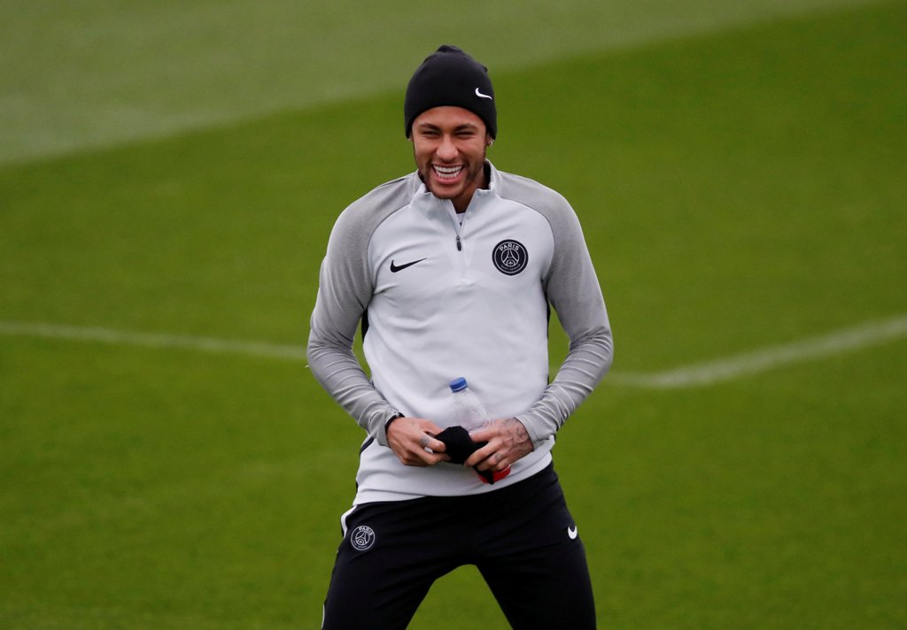 Paris St Germain's Neymar during training REUTERS/Christian Hartmann
