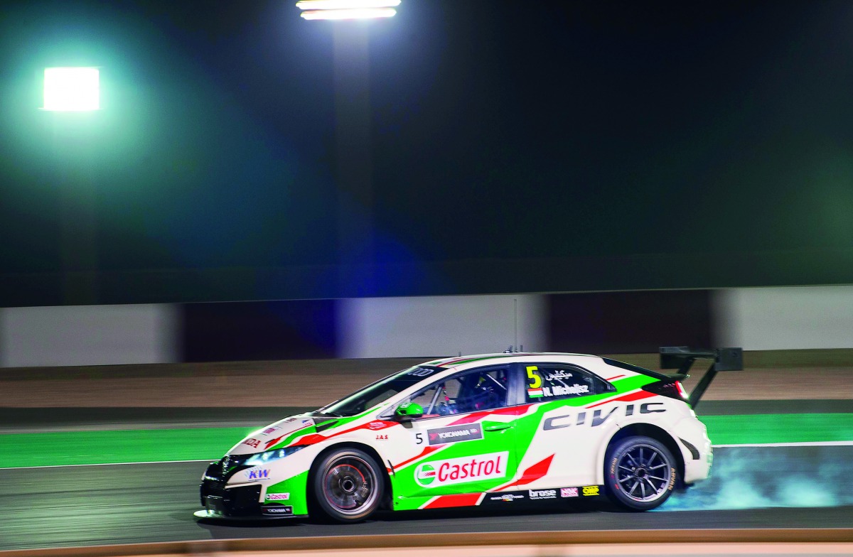 Castrol Honda World Touring Car Team’s Hungarian driver Norbert Michelisz in action during the first free practice of WTCC Qatar Round at the Losail International Circuit yesterday.
