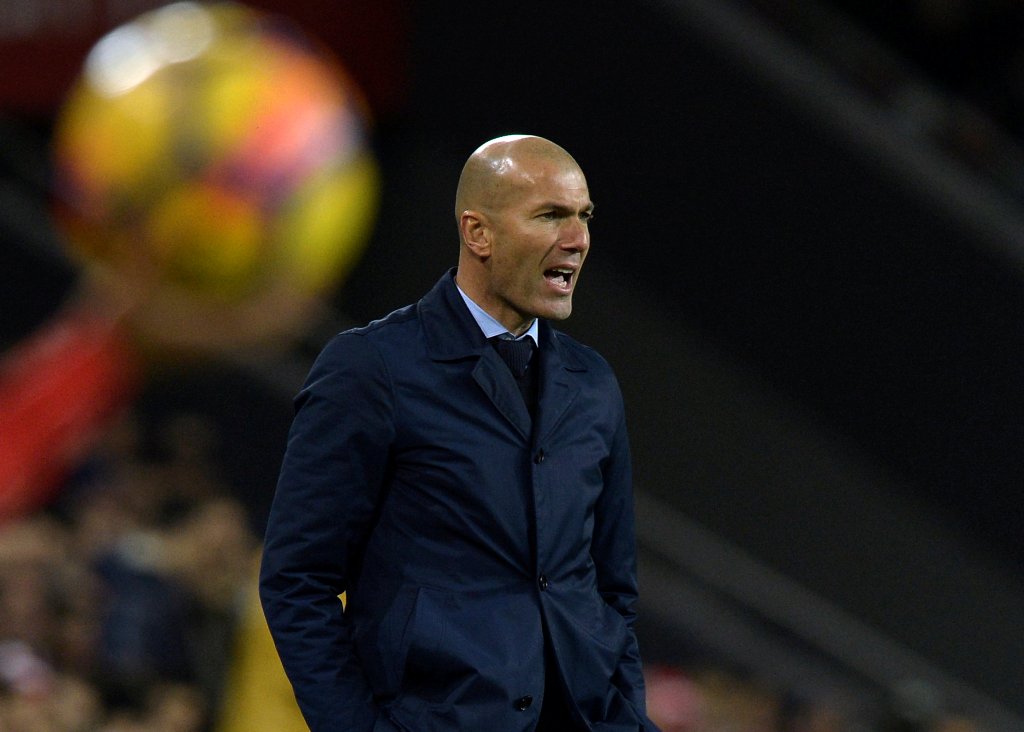 An image of Real Madrid coach Zinedine Zidane during the Athletic Bilbao vs Real Madrid match December 2, 2017. REUTERS/Vincent West