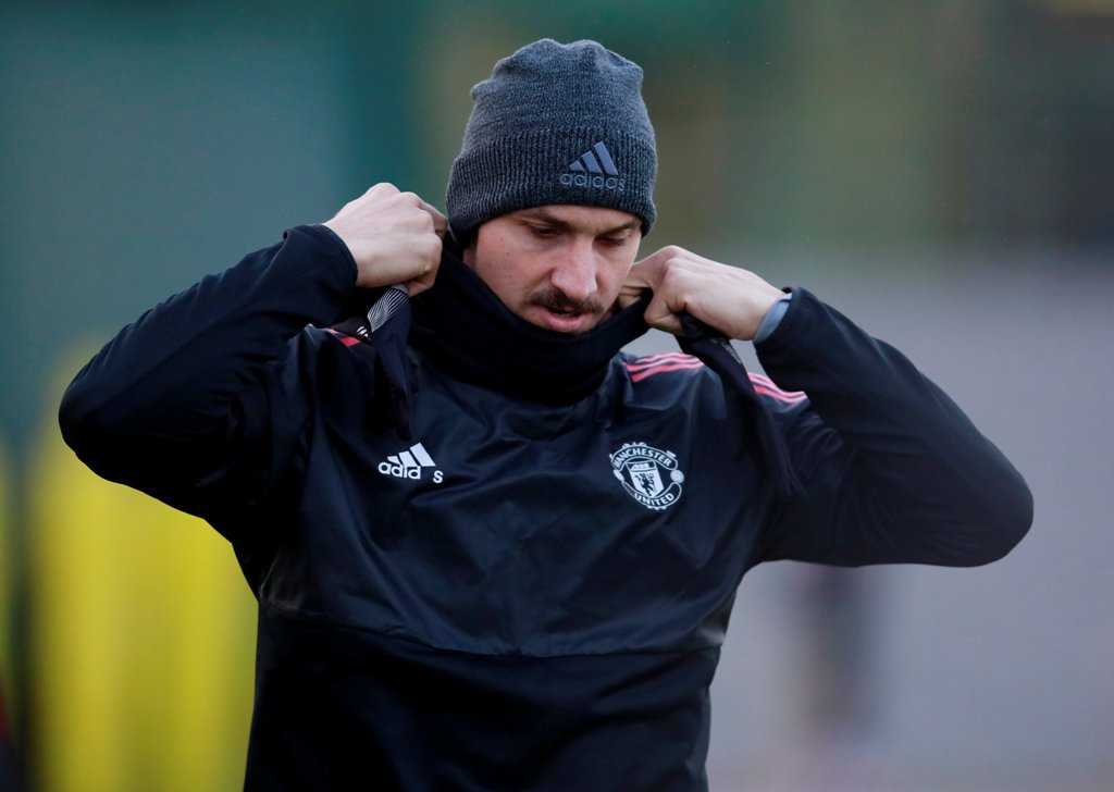 Manchester United's Zlatan Ibrahimovic during training.  Reuters/Jason Cairnduff

