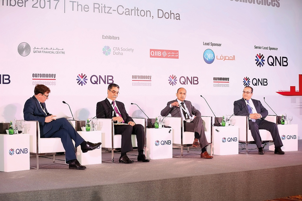 FROM LEFT: Charlie Corbett, Editorial Director, Euromoney Conferences; Sami Boujelben, Chief Adviser- Chief Executive Office, Qatar Financial Market Authority; Mohsin Mujtaba, Director of Product and Market Development, QSE and Talal Samhouri, Head of Ass