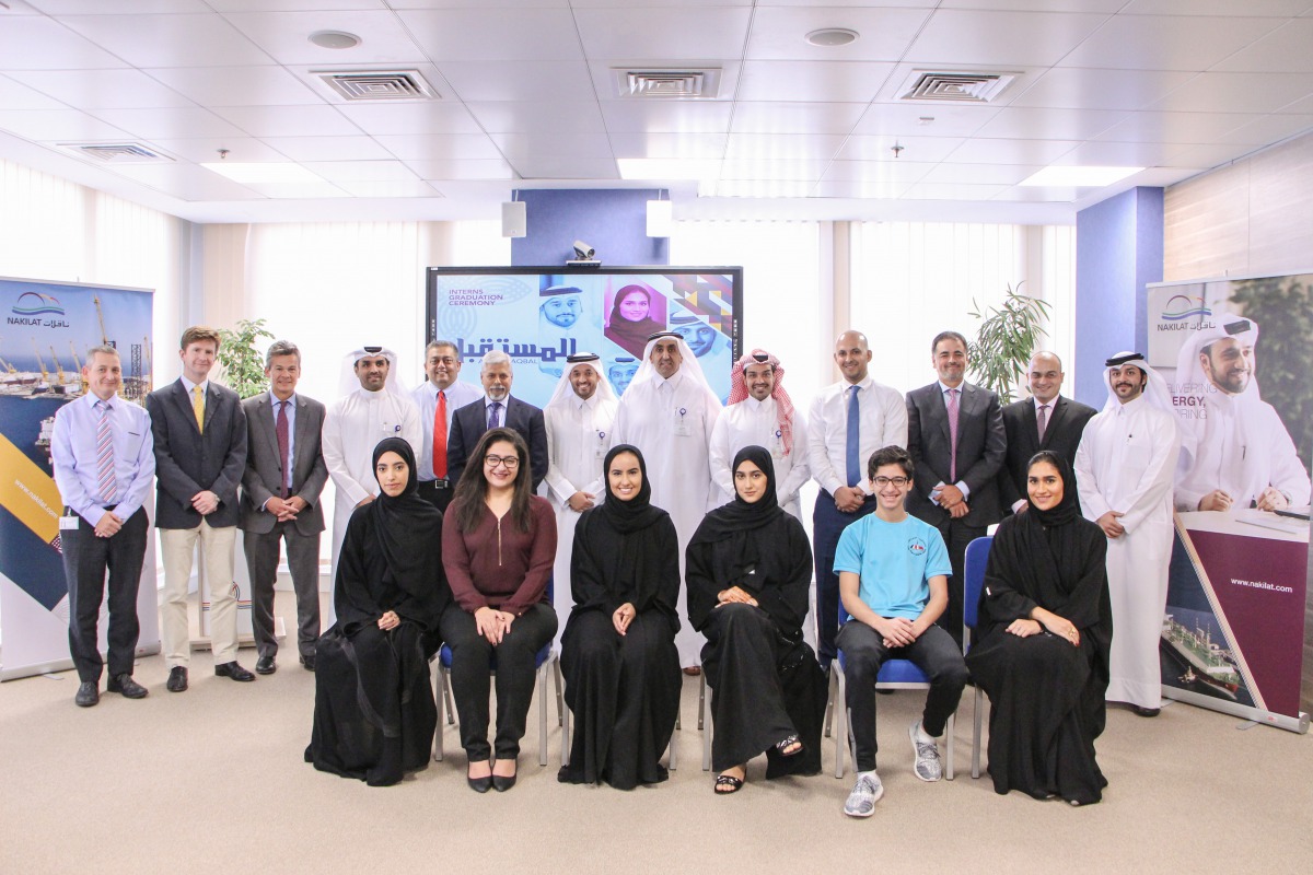 Senior officials of Nakilat with students from various universities who successfully completed their internship programme at Nakilat.
