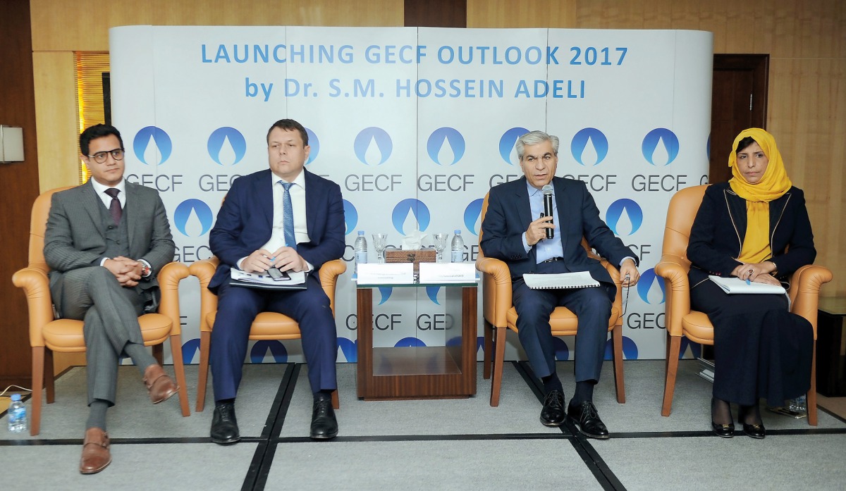 Dr Mohammed Hussein Adeli (second right) Secretary General of Gas Exporting Countries Forum (GECF), Dmitry Sokolov, Head of Economics and Forecasting (second left); Mahdjouba Belaifa (right), Head of Gas Market Analysis Department, and Dr Roberto Arenas L