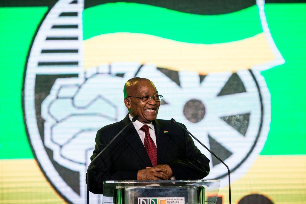President of South Africa and of the African National Congress, Jacob Zuma speaks during a presidential Gala dinner at the NASREC Expo Centre in Johannesburg on December 15, 2017, on the eve of South Africa's ruling African National Congress (ANC) 54th Na