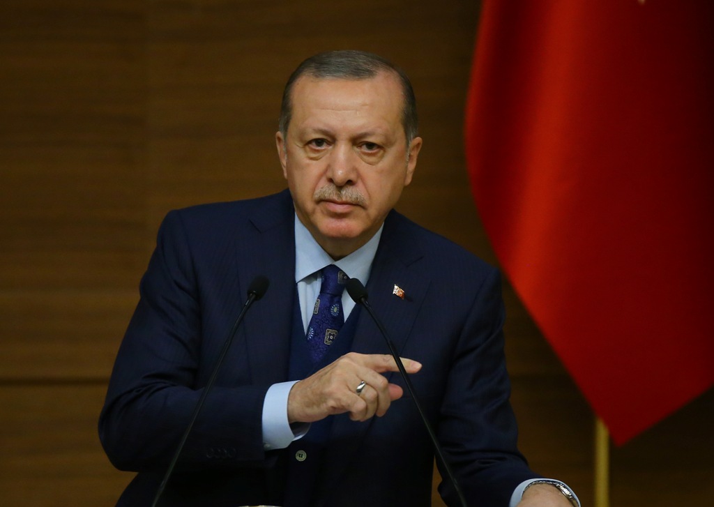 President of Turkey Recep Tayyip Erdogan addresses during the 42nd Mukhtars Meeting at Presidential Complex in Ankara, Turkey on December 20, 2017. Halil Sa??rkaya - Anadolu 