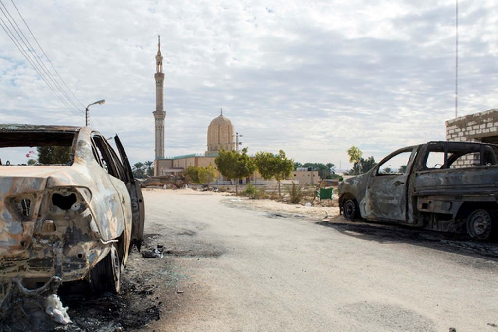 The Rawda mosque, roughly 40 km west of the North Sinai capital of El-Arish, after a gun and bombing attack (AFP).