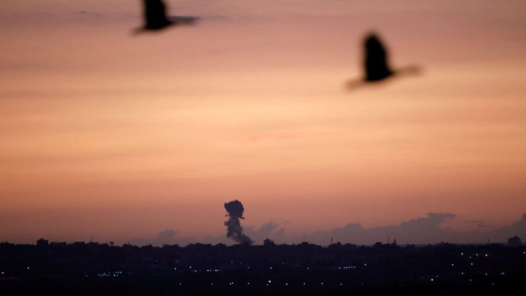 File photo smoke rising from the Gaza Strip, after an Israeli strike in November. Amir Cohen / Reuters
