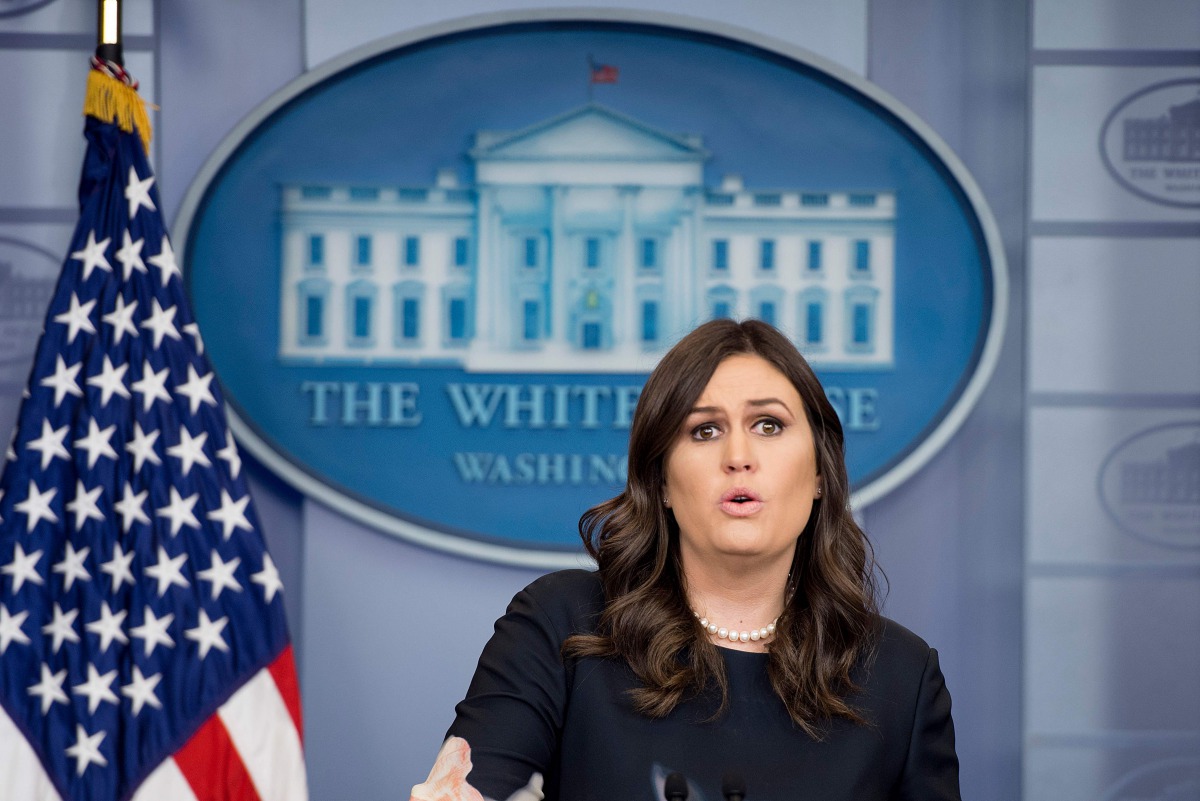 White House Press Secretary Sarah Sanders takes questions during the daily briefing at the White House in Washington, DC, on January 2, 2018.  AFP / Jim Watson