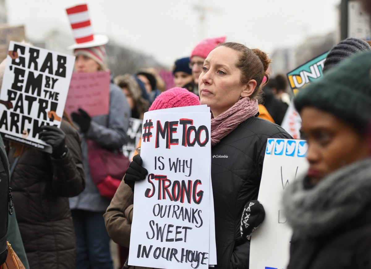 Participants of the 'Women's March on Washington' gather for a demonstrating in front of the Brandenburg Gate in Berlin, 21 January 2018. EPA/David Hecker
