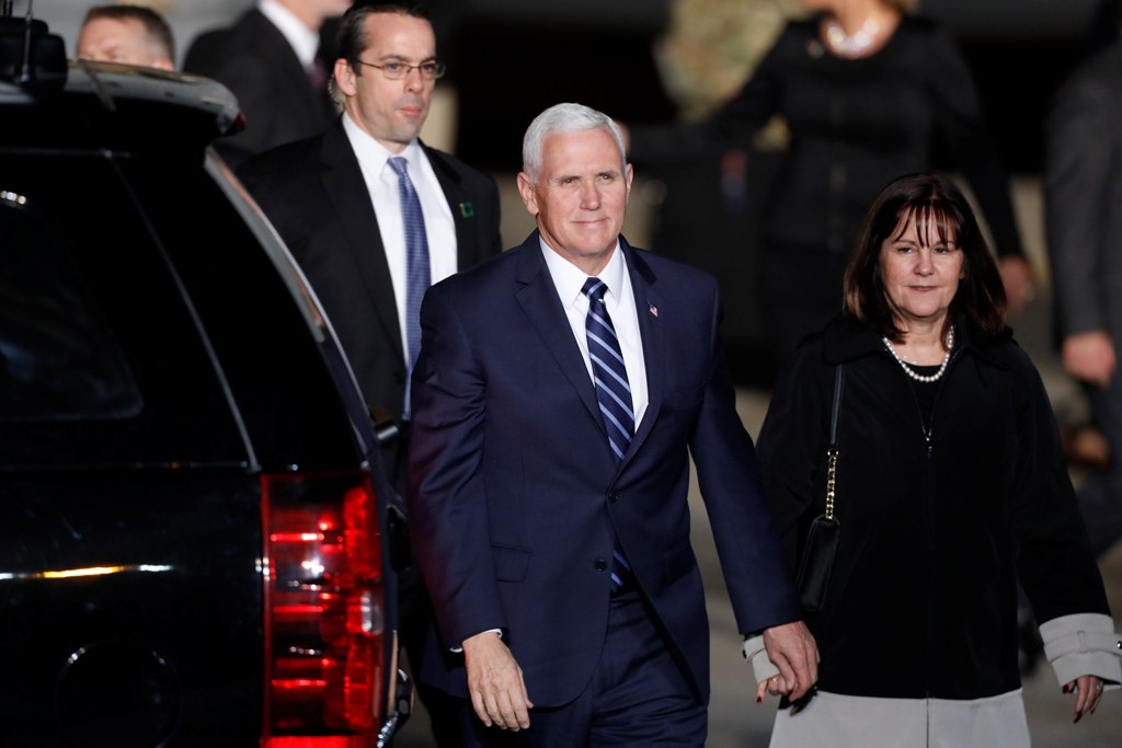 US Vice President Mike Pence and his wife Karen Pence arrive at Ben Gurion International Airport near Tel Aviv, Israel, 21 January 2018. EPA/ABIR SULTAN
