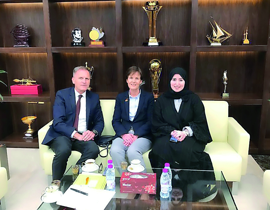 The Chairperson of the Qatar Women’s Sports Committee (QWSC) Lulwa Al Marri during her meeting with Hans-Udo Muzel, German ambassador to Qatar.