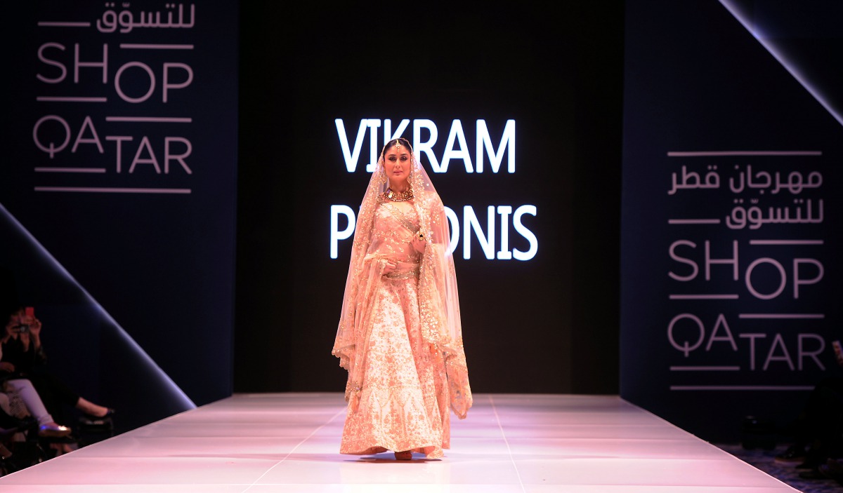 File photo of Bollywood actress Kareena Kapoor Khan walking the ramp for Vikram Phadnis in Doha, Qatar. Abdul Basit / The Peninsula.