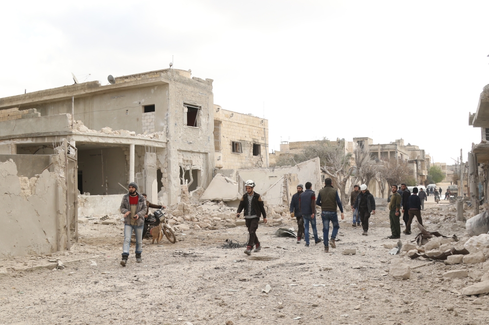 Damaged buildings are seen after Russian and Assad regime airstrikes hit Kafr Amin district of Syria's Idlib province, which is a part of a de-escalation zone. Ubeyde Fad?l - Anadolu