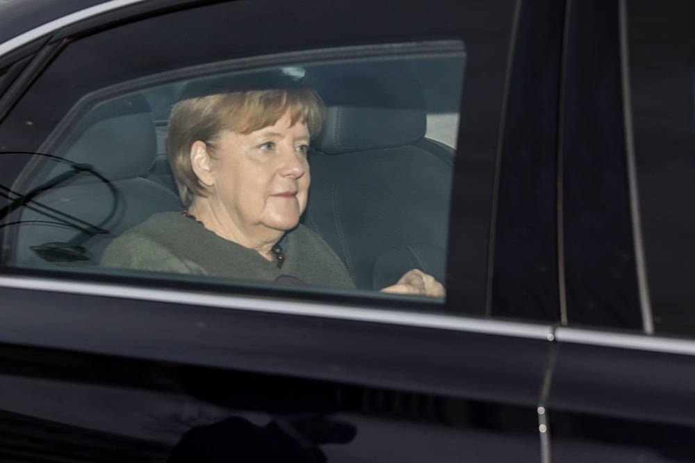 German Chancellor Angela Merkel arrives at the Konrad Adenauer building, the Christian Democratic Union (CDU) headquarters, for coalition talks to form a new government, on January 28, 2018 in Berlin.  AFP / Odd ANDERSEN