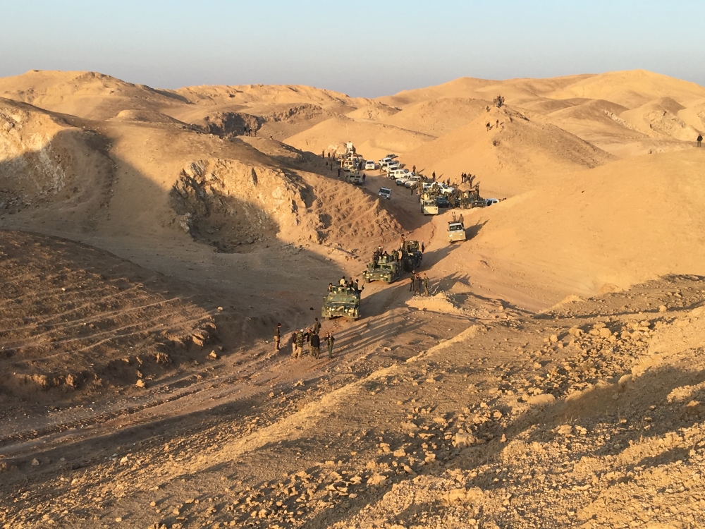 Armored vehicles belonging to Iraqi forces are being dispatched to highlands in Kirkuk border, eastern Saladin province to launch an operation against Daesh terrorists in Saladin, Iraq on February 07, 2018. (Ali Mukarrem Garip / Anadolu Agency)