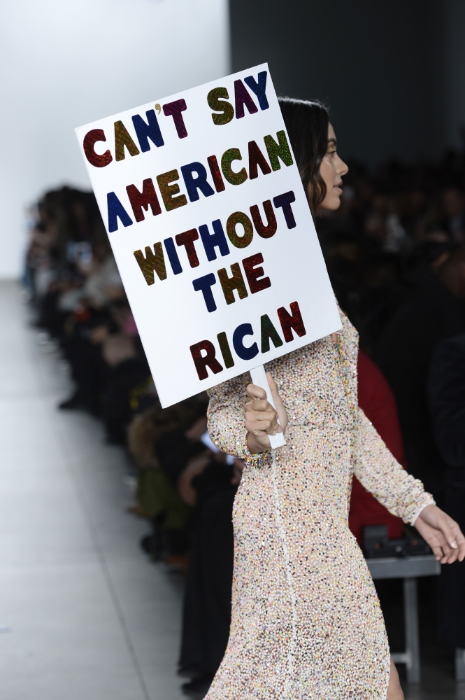 A model walks at Stella Nolasco Runway on February 2018 at New York Fashion Week at Pier 59 on February 8, 2018 in New York City. Fernanda Calfat/Getty Images/AFP 