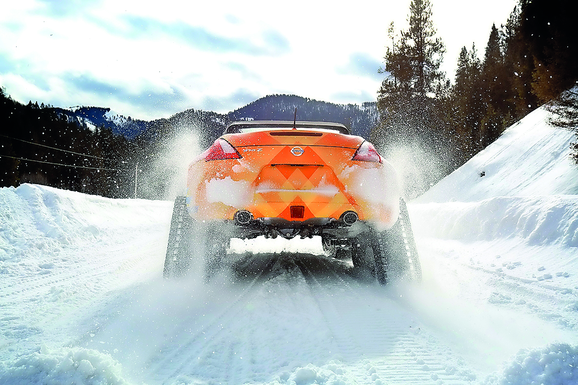 The 332-horsepower 370Z Roadster is ready to tackle ski slopes and backwoods trails alike with its front skis and rear snow tracks replacing the iconic sports car’s usual high performance tires. 