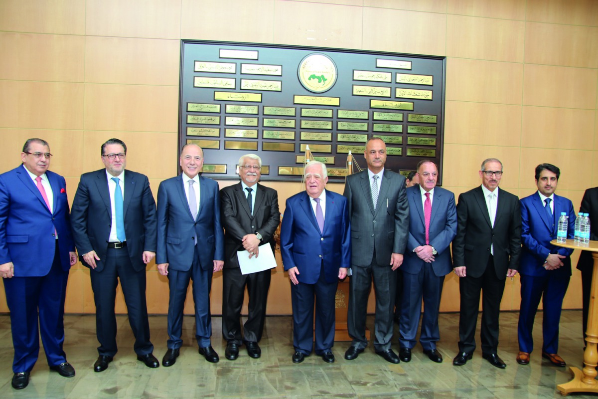 Qatar Chamber Director General Saleh bin Hamad Al Sharqi (right) with heads of joint Arab -Turkish Chambers.