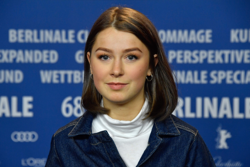 Actress Andrea Berntzen attends a press conference for the film 