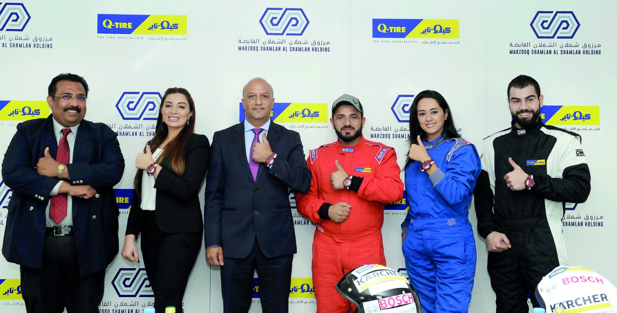 Joe Lahoud (third left), Group CEO, Marzooq Shamlan Al Shamlan Holding;  with (from left) Saju Eapen, Retail Manager, Q-Tire; Carine Nehme Kassis, Group Marketing and Communication Director of Marzooq Shamlan Al Shamlan Holding; Abdullah Al Mohtaseb, Drif
