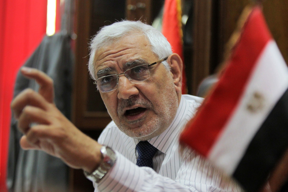In this file photo taken on May 24, 2011 then Egyptian presidential candidate and reformist member of the Muslim Brotherhood, Abdel Moneim Abul Fotouh, speaks during an interview with AFP at his office at the doctors' syndicate in Cairo.  AFP / Khaled Des