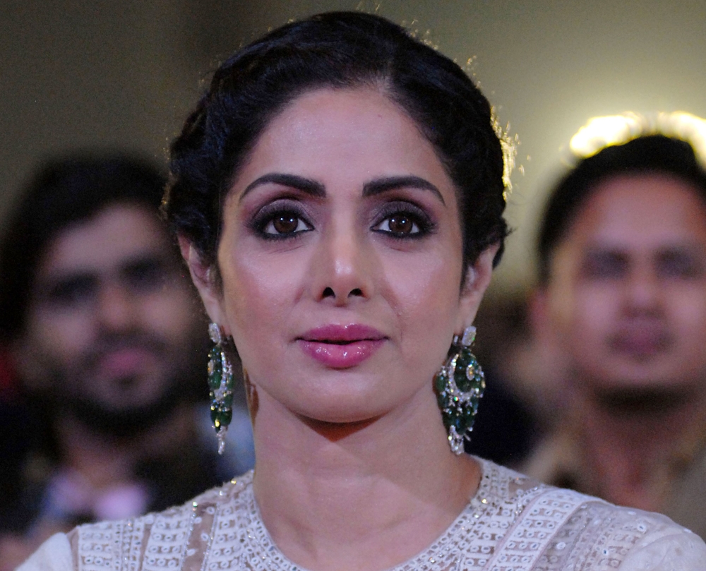  (FILES) This file photo taken on January 13, 2018 shows Indian Bollywood actress Sridevi Kapoor during the 'Umang Mumbai Police Show 2018' in Mumbai.  AFP / Sujit Jaiswal
