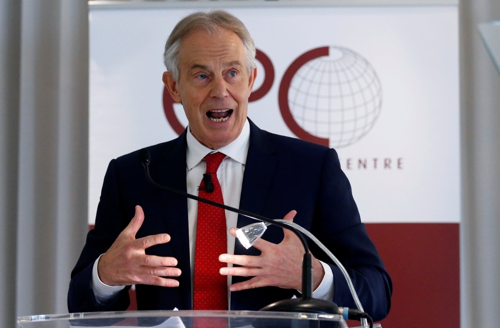 Former British Prime Minister Tony Blair delivers a speech on Brexit in Brussels, Belgium March 1, 2018. REUTERS/Francois Lenoir