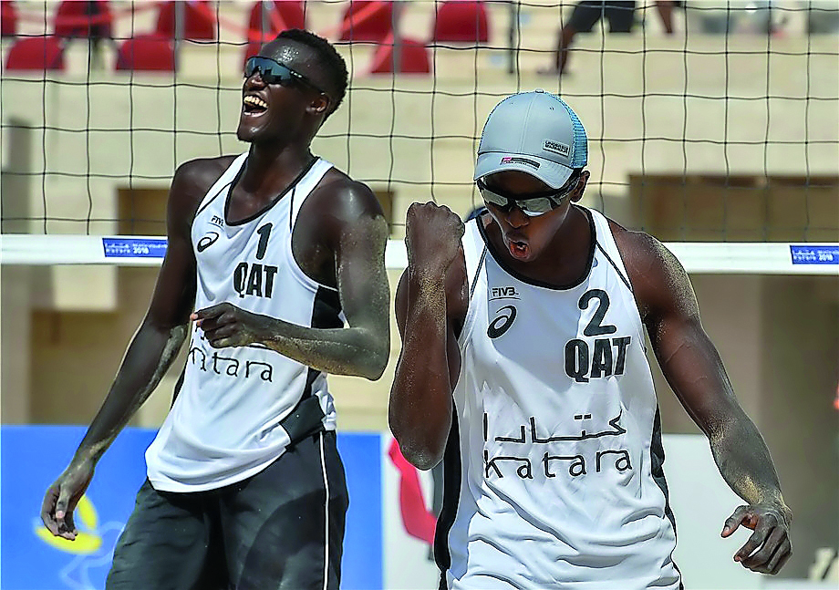 Cherif Younousse (left) and Tajin Ahmed are aiming to win Qatar’s first World Tour gold medal on home sand.  
