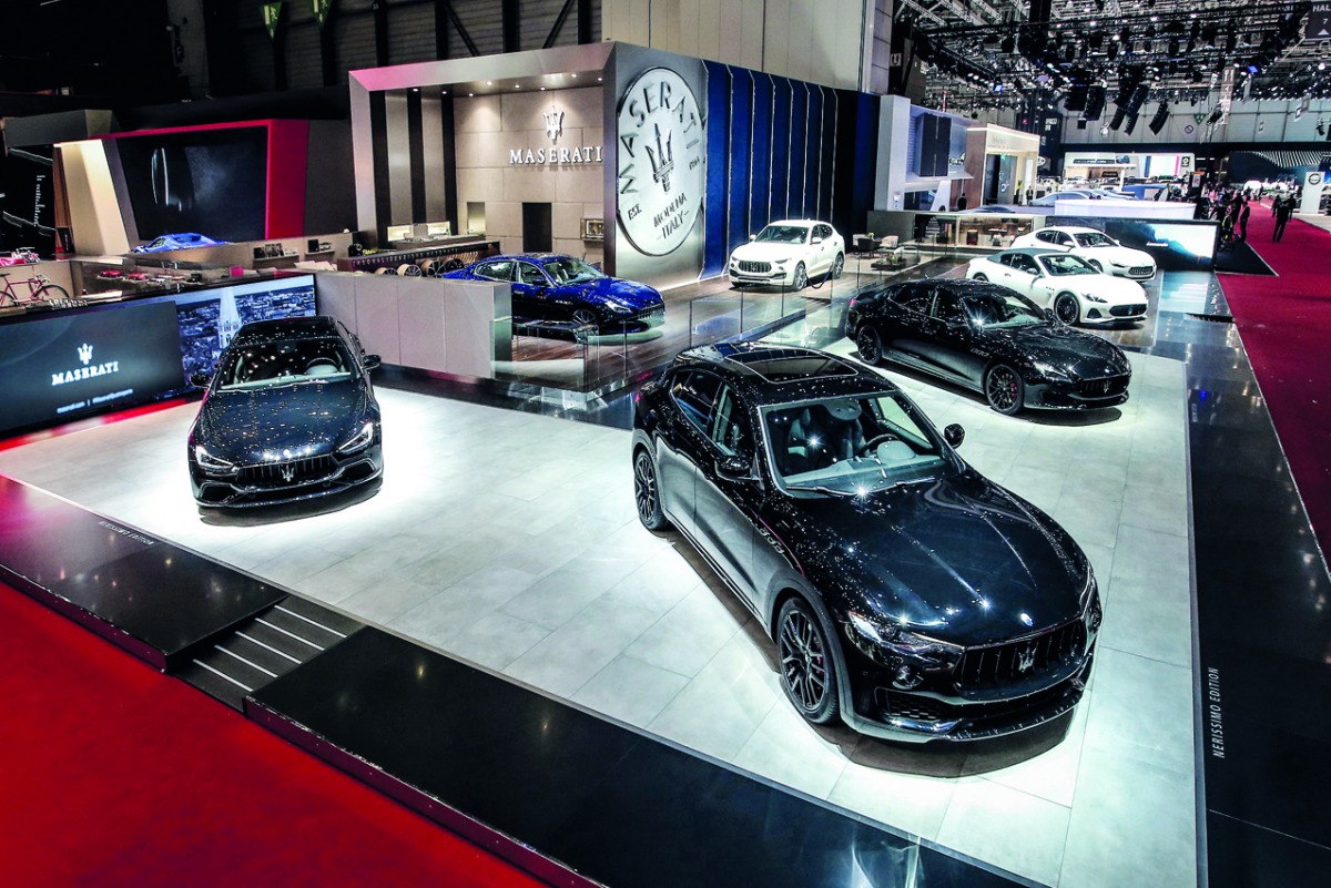 A general view of the Maserati stand at Geneva Motor Show 2018.
