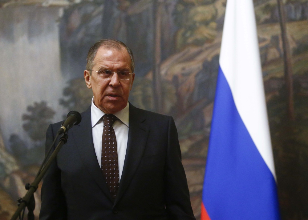 Russian Foreign Minister Sergei Lavrov speaks during a news conference after a meeting with his Indonesian counterpart Retno Marsudi in Moscow, Russia March 13, 2018. REUTERS/Sergei Karpukhin
