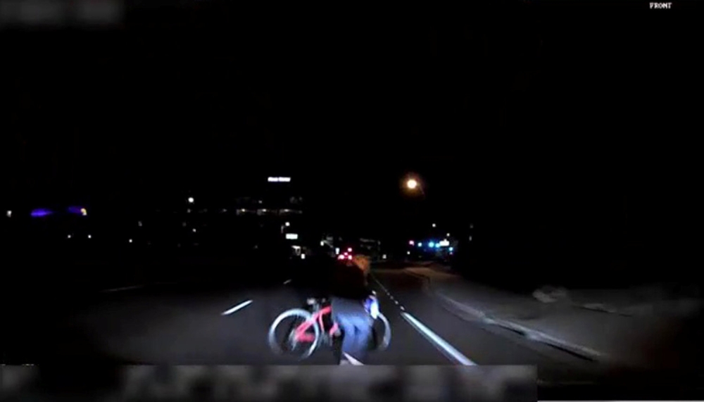 A still frame taken from video released March 21, 2018 shows the exterior view of the self-driving Uber vehicle leading up to the fatal collision in Tempe, Arizona, US on March 18, 2018. Tempe Police Department/Handout via REUTERS