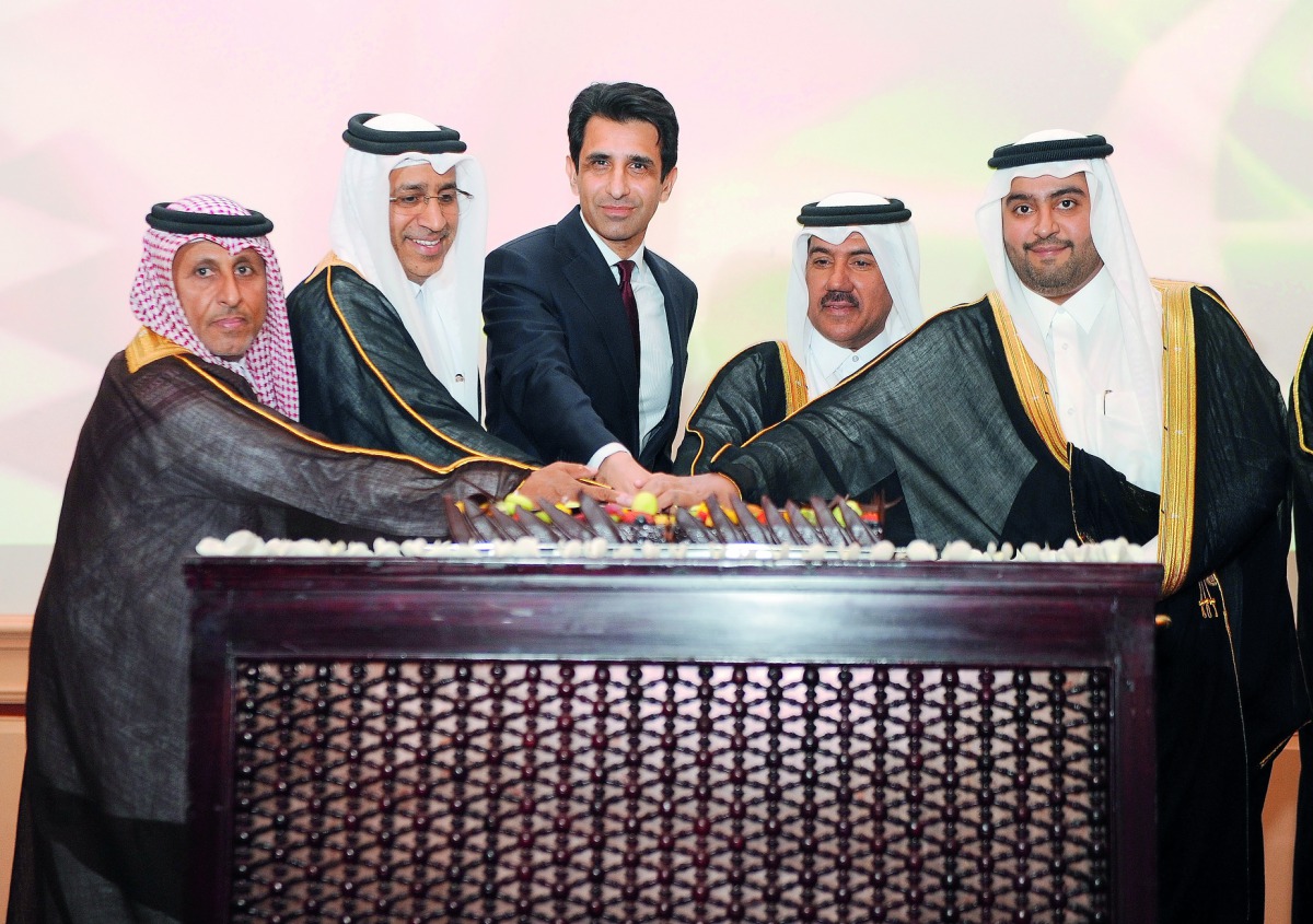Minister of Justice and Acting Minister of State for Cabinet Affairs, H E Dr Hassan Lahdan Saqr Al Mohannadi (second left), Secretary-General of Ministry of Foreign Affairs, H E Dr Ahmad Hassan Al Hamadi (second right), Sheikh Ali bin Abdullah Al Thani (l