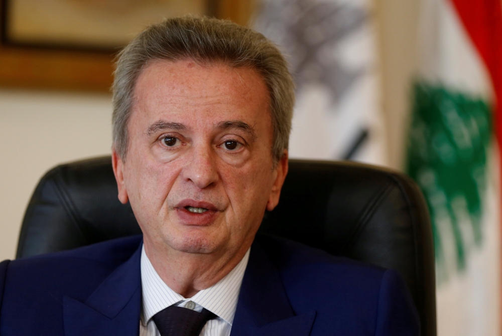 Lebanon's Central Bank Governor Riad Salameh speaks during an interview with Reuters in Beirut, Lebanon March 16, 2018. REUTERS/Mohamed Azakir/File Photo
