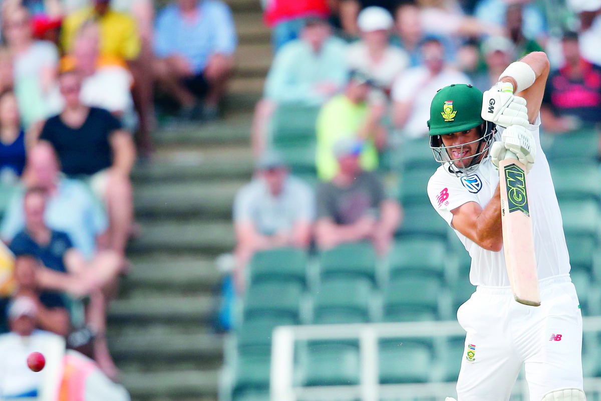 South African batsman AIden Markram plays a shot on the first day of the fourth Test cricket match between South Africa and Australia at Wanderers cricket ground on March 30, 2018 in Johannesburg. AFP / Gianluigi Guercia