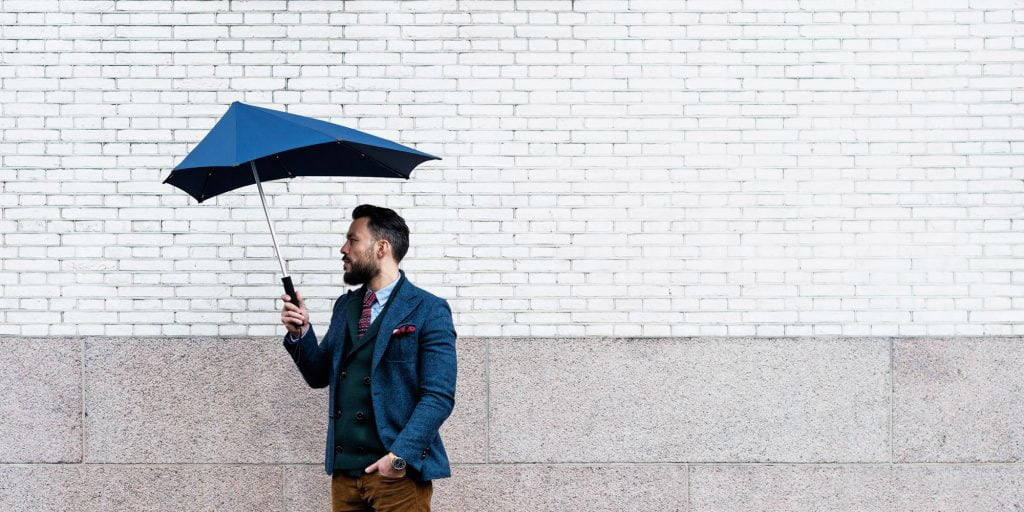 Created by a Dutch student in 2006, the Senz umbrella is designed to redirect gusts of wind. Picture: Senz
