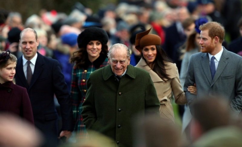 Britain's Prince Philip, the Duke of Edinburgh, leads members of the royal family as they arrive to attend the Christmas Day church service on the Sandringham estate in eastern England, Britain, December 25, 2017. Reuters/Hannah McKay