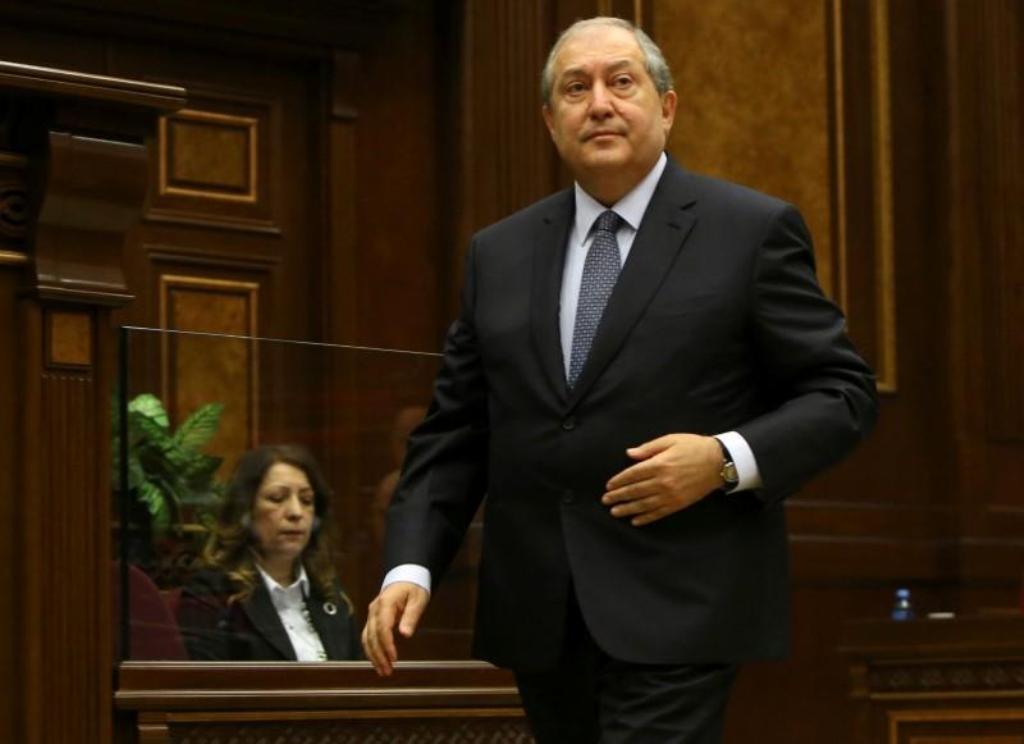 File photo of Armen Sarkissian, who was chosen by Armenia's parliament as the country's new president, attending a parliamentary session in Yerevan, Armenia March 2, 2018. REUTERS/Vahram Baghdasaryan/Photolure 