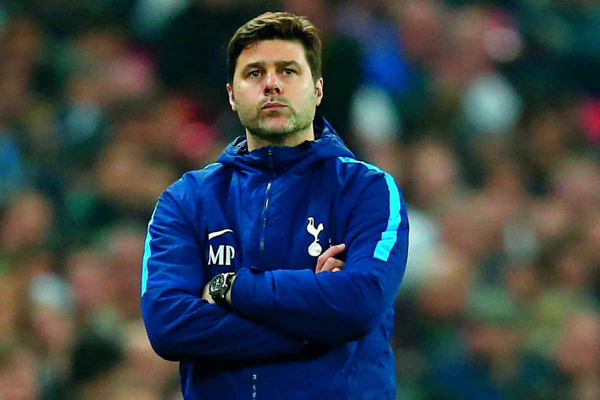 Tottenham Hotspur's Argentinian head coach Mauricio Pochettino watches from the touchline during the English Premier League football match between Tottenham Hotspur and Manchester City at Wembley Stadium in London, on April 14, 2018.  AFP / Ian Kington