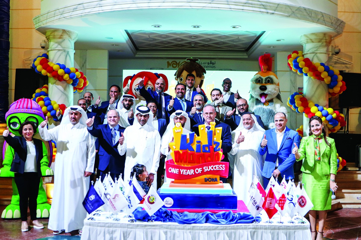 Nabil R Barakat, General Manager of KidzMondo Doha, with other officials at the Annual Partners Event at Mall of Qatar.