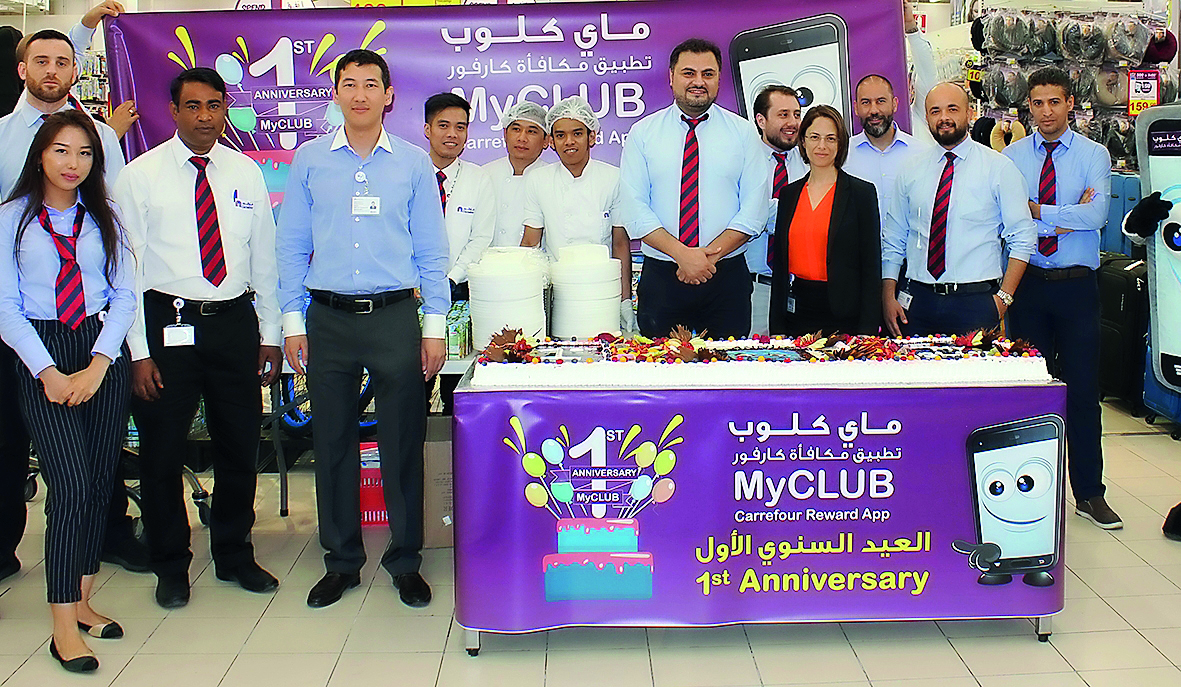 The Carrefour Qatar staff during the first anniversary of ‘MyClub’.