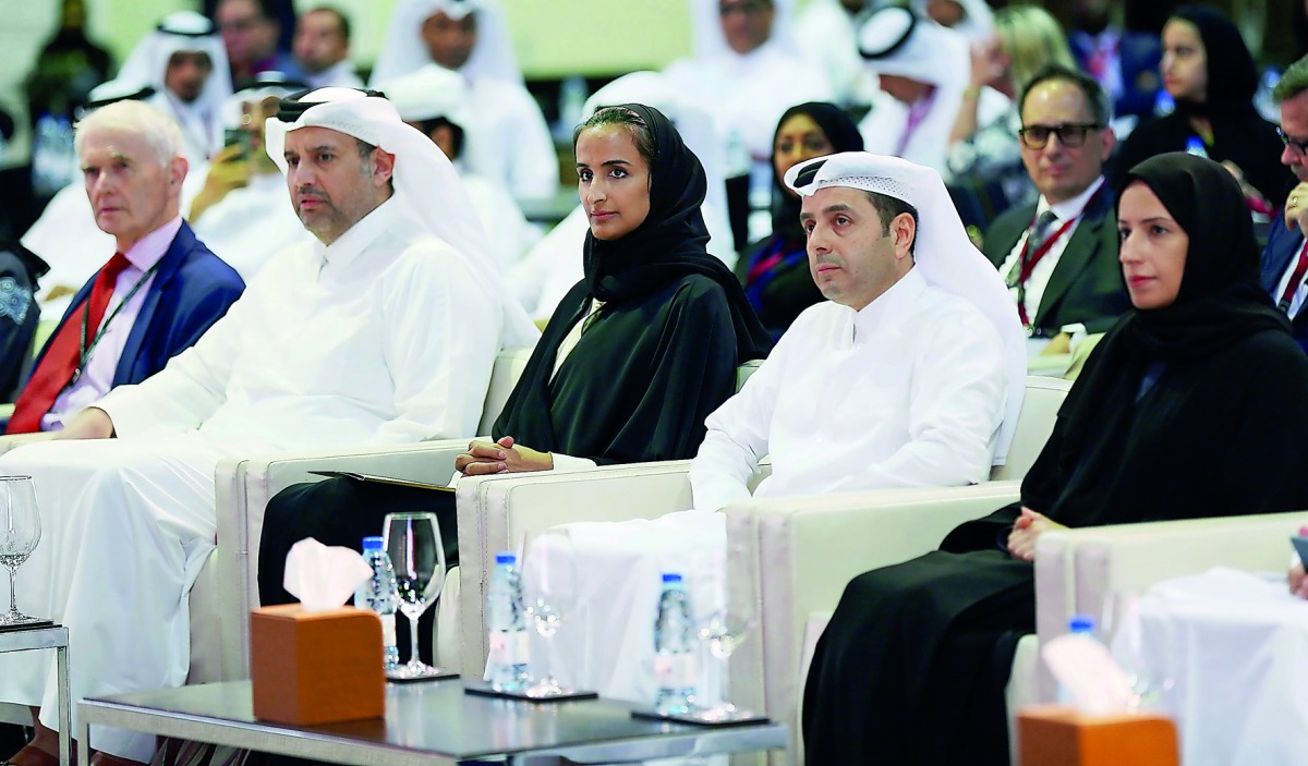 Minister of Economy and Commerce H E Sheikh Ahmed bin Jassim bin Mohammed Al Thani; Qatar Foundation Vice-Chairperson and CEO, H E Sheikha Hind bint Hamad Al Thani and Minister of Education and Higher Education H E Dr Mohammed bin Abdul Wahed Al Hammadi a